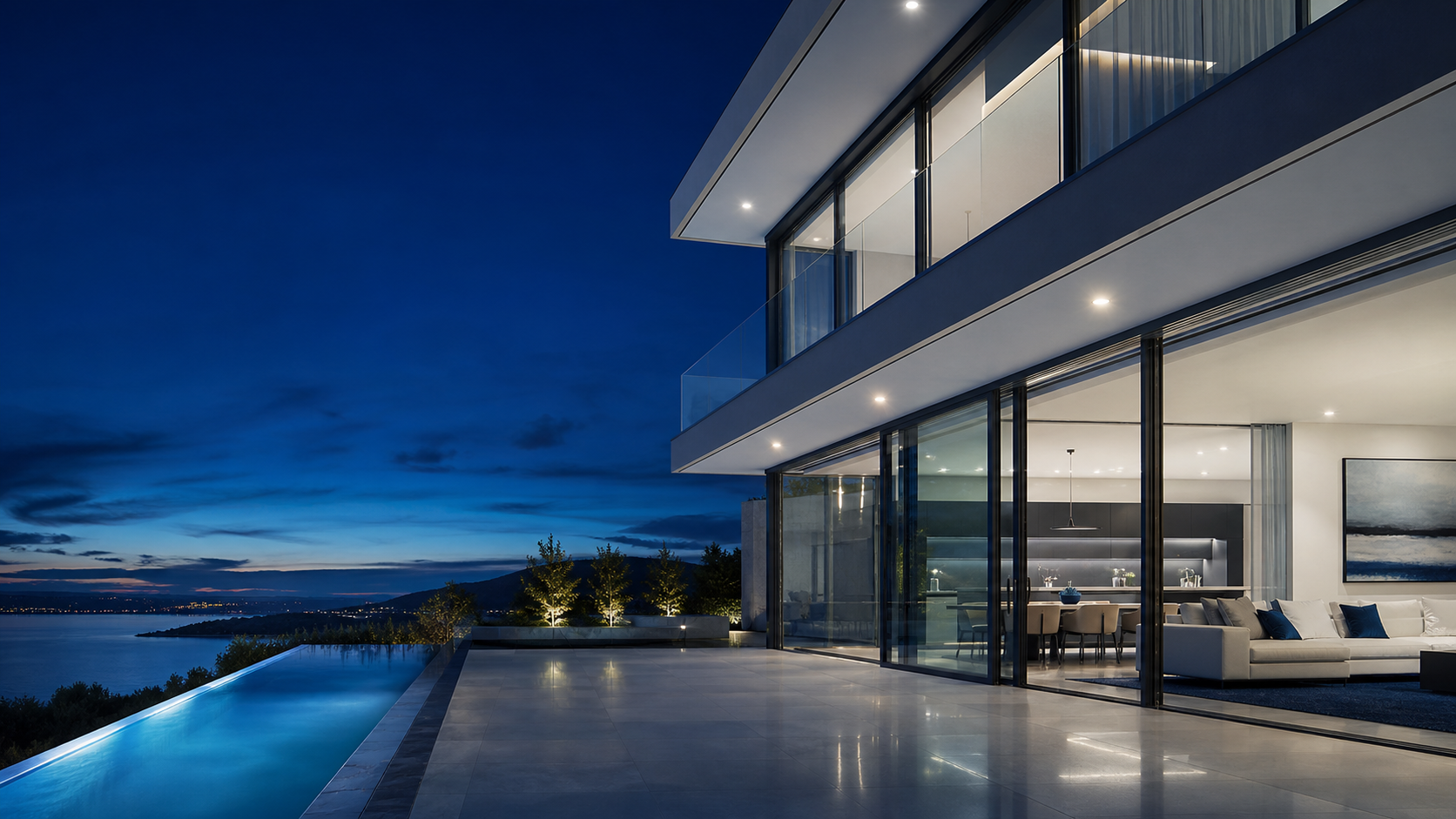 Luxury residence with aluminium framed glass doors and windows