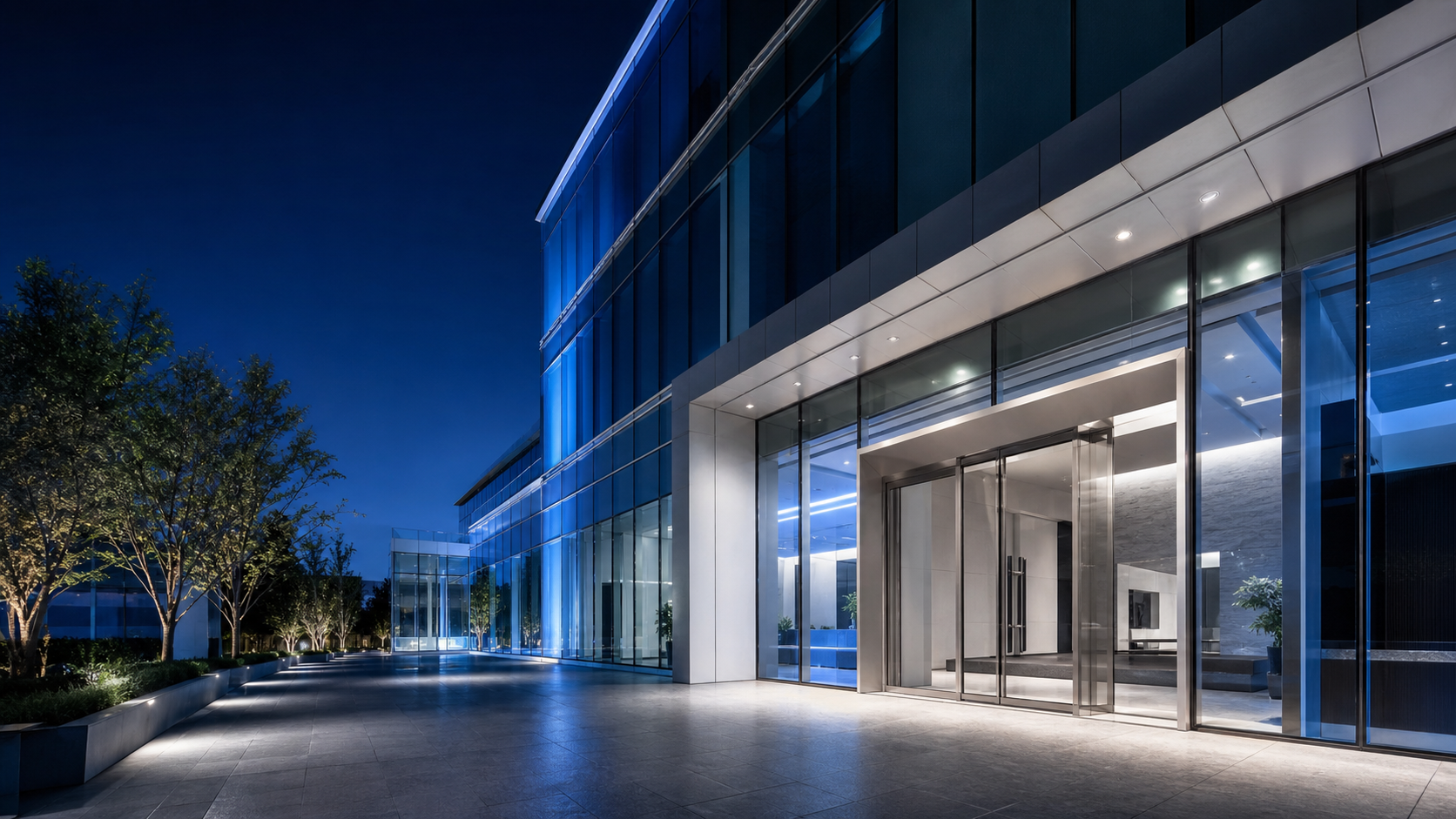 Commercial aluminium and glass shopfront facade